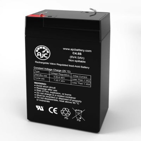 Battery Clerk AJC R&D 5269 Sealed Lead Acid Replacement Battery 4.5Ah, 6V, F1 AJC-C4.5S-A-0-170585